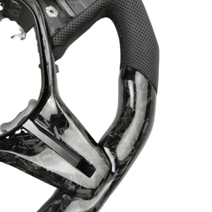 Volante Deportivo de Fibra de Carbono con Base Plana para <span class=keywords><strong>Infiniti</strong></span> Q50/Q60 Racing Series, Cuero Real con Costuras Rojas, Compatible con G35 EX35 - Product Image 5