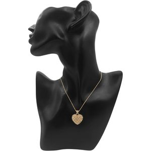 Collar con colgante de corazón de diamantes talla redonda y baguette, plata 925 chapada en oro amarillo, para mujer, joyería de compromiso. - Product Image 4