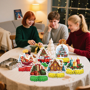 Kit de Décorations de Noël : Lunettes en Papier, Ornements, Carnets, Autocollants pour Bouteilles, Boîtes à Popcorn, Décorations Suspendues - Product Image 3