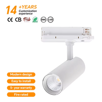 Projecteur LED sur rail commercial 40W intégré, puce COB, corps en aluminium, 2-3 fils, adaptateur de driver pour rail de magasin de vêtements