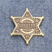 Pin de Solapa con Insignia de Sheriff en Tono Dorado, Broche Esmaltado de Vaquero del Viejo Oeste