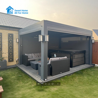 Pergola moderne de luxe en aluminium Sweet Home, toit à lamelles bioclimatiques motorisé, auvent extérieur imperméable, éclairage LED