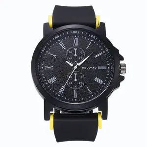 WJ-9687 Hombre Men's Silicone Quartz Wristwatch Big Dial Roman Numeral Classical Yiwu Man's Fluorescence Watches