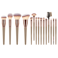 Brosses de maquillage végétaliennes, Logo personnalisé, haute qualité, vente en gros, ensemble de pinceaux de maquillage, outils de beauté, 15 pièces