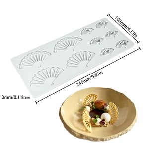 Fan Shape Silicone Lace Mold 10 Cavity Chinese Style Folding Fan Fondant Mould for Cake Decorating Chocolate Sugar <b>Craft</b> DIY - Product Image 2
