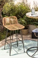 Tabouret haut populaire à prix d'usine, style moderne en rotin, tabouret de cuisine, de salle à manger, de restaurant, de bar en bois