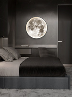 Lampe de chevet de fond de chambre moderne luxe lune murale créative minimaliste lumières décoratives salon applique murale lunaire