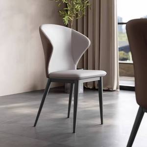 Sedia da Pranzo, Sgabello da Bancone in Pelle di Design Italiano Nordico, Seduta Premium con Schienale Curvo Artistico, <span class=keywords><strong>Arredamento</strong></span> Minimalista - Product Image 3