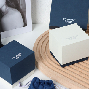 Luxury <b>Square</b> Paper Jewelry Box with Custom Logo Elegant Lid Design - Product Image 2