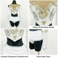 Robe de danse lyrique pour filles, robe de danse de compétition de luxe avec strass, robe de danse blanche personnalisable