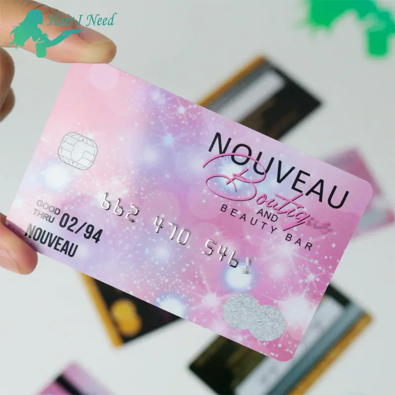 Benutzer definierte Visitenkarte in Kreditkarten größe mit geprägter Nummern überlagerung für hochwertige PVC-Visitenkarten