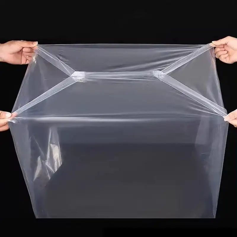 حقيبة بلاستيكية مربعة القاع مضادة للأتربة شفافة كبيرة الحجم مخصصة حسب الطلب حقائب بولي على لفات