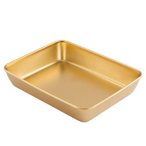 Plateau rectangulaire en acier inoxydable 304, doré/argenté, pour service alimentaire, cuisine commerciale, barbecue, assiette à collation, assiette creuse - Product Image 4