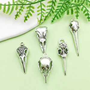 Pendentif en alliage d'argent antique rétro en forme de crâne d'oiseau, formes variées pour accessoires de bijoux DIY - Product Image 4