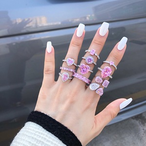 ซีรีย์แต่งงานยุโรปและอเมริกันแหวนเงินสเตอร์ลิงสีชมพู S925แหวนหัตถกรรมแฟชั่น - Product Image 4