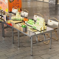 Table à manger pliante moderne en acier inoxydable 304, 6 places, 4 pieds, gain de place, pour la maison, la cuisine, le restaurant, le parc