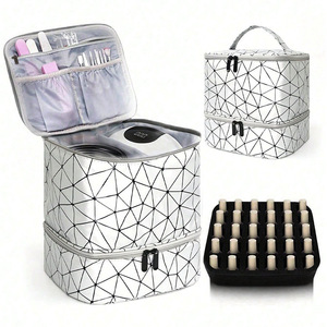 Sac cosmétique double couche en PU, grande capacité, portable, pour rangement de vernis à ongles, avec grille de séparation, <span class=keywords><strong>kit</strong></span> de manucure – Vente chaude - Product Image 2