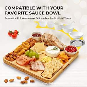 Plateau à fromage en bois avec 5 compartiments pour charcuterie, snacks et plateaux de légumes, couleur bois naturel - Product Image 4