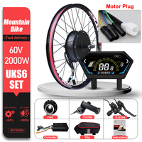 Kit de Conversión de Bicicleta Eléctrica de 60V 2000W, Motor de Cubo Trasero sin Escobillas de 26\", 27.5\", 28\", 29\", 700C para Conversión de Bicicleta Eléctrica