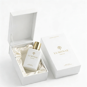 Caja de Regalo Rígida de Lujo para Perfume Personalizado, con Tapa Magnética Abatible e Inserto de Seda para Botella de 100 ml, Estampado Dorado, OEM - Product Image 6