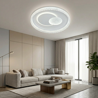 Plafonnier LED futuriste de forme organique Zhongshan avec motif central irrégulier et bordure en cristal pour salon moderne