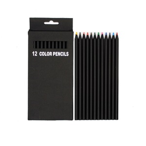 Logo personnalisé best-seller Ensemble de 12 crayons de couleur en bois <span class=keywords><strong>noir</strong></span> pour enfants Crayons de couleur - Product Image 1