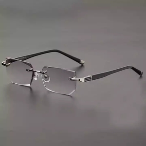Lunettes de lecture Vintage pour hommes, coupe en diamant, métal Anti-lumière bleue, sans monture, nouvelle collection <span class=keywords><strong>2022</strong></span> - Product Image 4