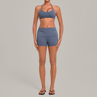 Ensemble de yoga et fitness pour femmes avec logo personnalisé, soutien-gorge de sport à bretelles réglables, short de course taille haute, ensembles de fitness pour femmes