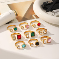 Collection de bagues KITI en CZ colorées, plaquées or, en acier inoxydable, avec zircons multicolores pour femmes, bijoux tendance