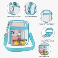 Sac bandoulière transparent en gros avec sangle réglable, approuvé pour les stades, sac à main en PVC, sac messager