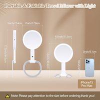 Miroir de maquillage portable M33 pour femme, double face, éclairé par LED, avec écran tactile, fonction personnalisée, pliable, à poser sur table