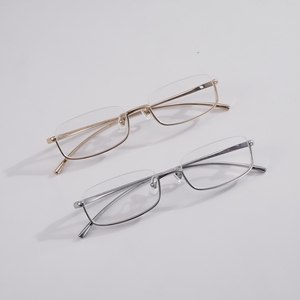 Monturas de Gafas de Titanio con Media Montura para Negocios, Gafas Ópticas Rectangulares, Anti Luz Azul, con Graduación, Doradas y Plateadas - Product Image 1