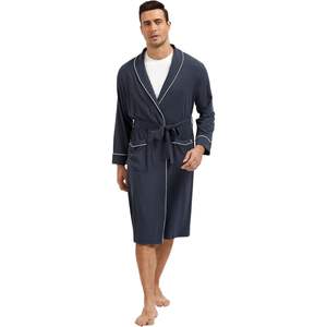 Bata de baño personalizada para hombre de viscosa de bambú, hasta la rodilla, suave y cómoda, bata de lujo para spa, para hombre - Product Image 1