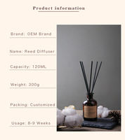 Petit arôme de bambou de logo personnalisé pour diffuseur de roseaux Coffret cadeau de bouteille en verre ambré carrée de parfum longue durée