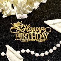 Happy Birthday Acryl-Kuchenaufsatz im Ins-Stil, goldener Cupcake-Aufsatz, Dessert-Kuchenseitenaufsatz, Geburtstagstorten-Dekorationszubehör
