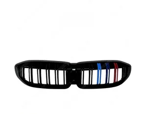 Pour Série 3 G20 G28 2019 2020 2021 2022, calandre avant de voiture avec bandes bleues et rouges style M, accessoires de style extérieur - Product Image 5
