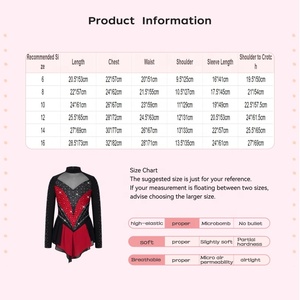 Girls Figure Skating Dresses Long Sleeve Rhinestone Mesh Skirt Ice Skating Competition <b>Costume</b> Kids Performance - Product Image 6