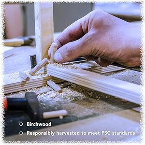 200 Pack 3/8" X 1 1/2" Hardwood <strong>Wooden</strong> <strong>Dowel</strong> Pins Wood Kiln Dried Fluted Beveled - Product Image 5