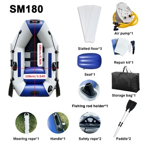 5.9ft Single Infla table Kayak Fischerboot Lamelle Holzboden Ruderkanu Tragbares Beiboot mit Paddeln und Pumpe - Product Image 6