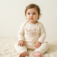 Combinaison Bébé Confortable en Coton à Épaules Dénudées, Imprimé Ours Cartoon, Fermeture à Boutons au Bas du Corps, pour Nouveau-né, Nourrisson et Tout-petit, Idéale pour la Maison
