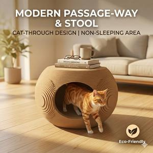 Cama y Taburete Multifuncional Ecológico <span class=keywords><strong>para</strong></span> Gatos con Superficie Rascadora <span class=keywords><strong>de</strong></span> Cartón, Casa Rascadora <span class=keywords><strong>para</strong></span> Gatos - Product Image 3