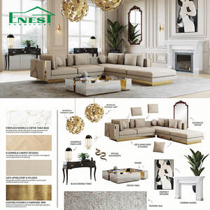 Set di Divani Componibili di Lusso Moderni in Stile Italiano, Divano Angolare Grande a L, <span class=keywords><strong>Arredamento</strong></span> per Soggiorno di Villa, Mobili Integrati per Tutta la Casa - Product Image 4