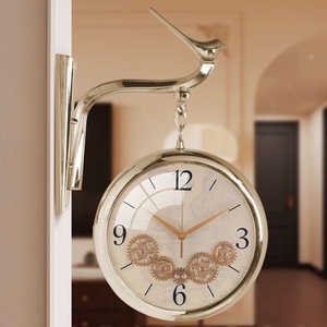 55X40cm horloge Double face muet luxe mode lumière luxe luxe <span class=keywords><strong>salle</strong></span> <span class=keywords><strong>à</strong></span> <span class=keywords><strong>manger</strong></span> horloge murale Double face avec horloge murale <span class=keywords><strong>à</strong></span> engrenage - Product Image 3