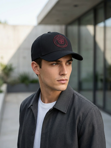 Casquette de baseball à 6 panneaux avec logo personnalisé brodé, en coton sergé noir de haute qualité, motif lettres, fermeture snapback, ajustable, pour hommes et femmes, sport - Product Image 4