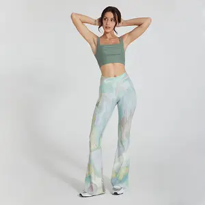 Impressão digital yoga desgaste conjunto mulher Workout roupas top e legging calças yoga desgaste conjuntos de roupas