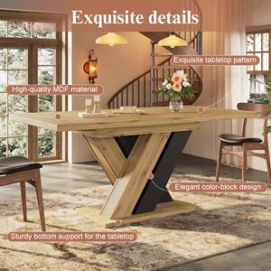Table à manger extensible moderne SENYU en bois, rectangulaire, 6 places, pieds en métal noir, meubles pour la maison - Product Image 6