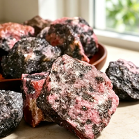 Pierre brute de rhodonite naturelle de haute qualité, spécimen minéral à motif rose pour terrarium, aquascaping, décoration de jardin et collection de roches