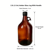 Bouteille en verre brun vide de 2500 ml avec bouchon à vis, personnalisable avec logo, pour la fabrication artisanale de vin de fruits et la fermentation à domicile - Vente en gros usine