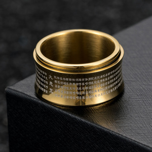 Cross-border best-selling Chinese style <b>titanium</b> steel rotating <b>ring</b>, Great Compassion rotating prayer stainless steel thumb rin - Product Image 4