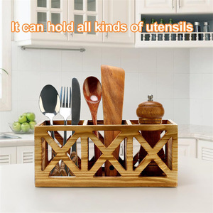 Wooden cutlery rack, kitchen chopstick holder, silverware holder, knife and fork storage <b>box</b>, breathable drying and draining - Product Image 3